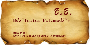 Bölcsics Balambér névjegykártya